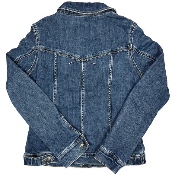 Riders by Lee Trucker Jean Jacket Womens Small Faded Stretch Denim Grunge School - Picture 3 of 11